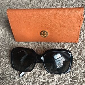 Tory Burch tortoiseshell sunglasses and case
